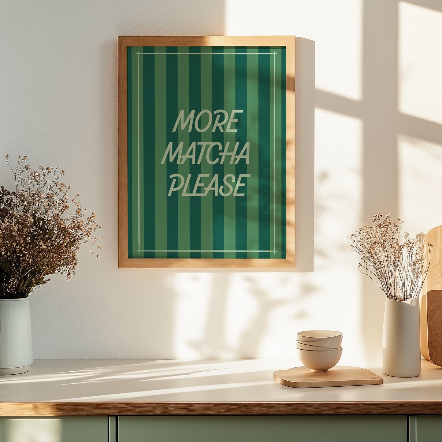 More Matcha Please Striped Art Print