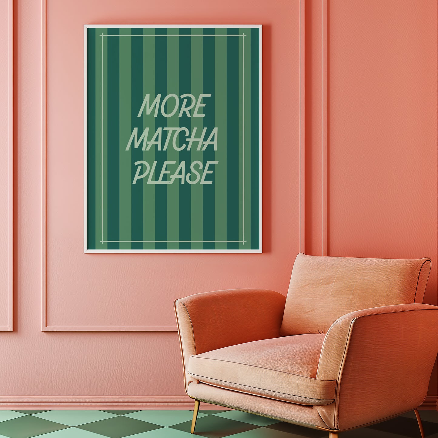 More Matcha Please Striped Art Print