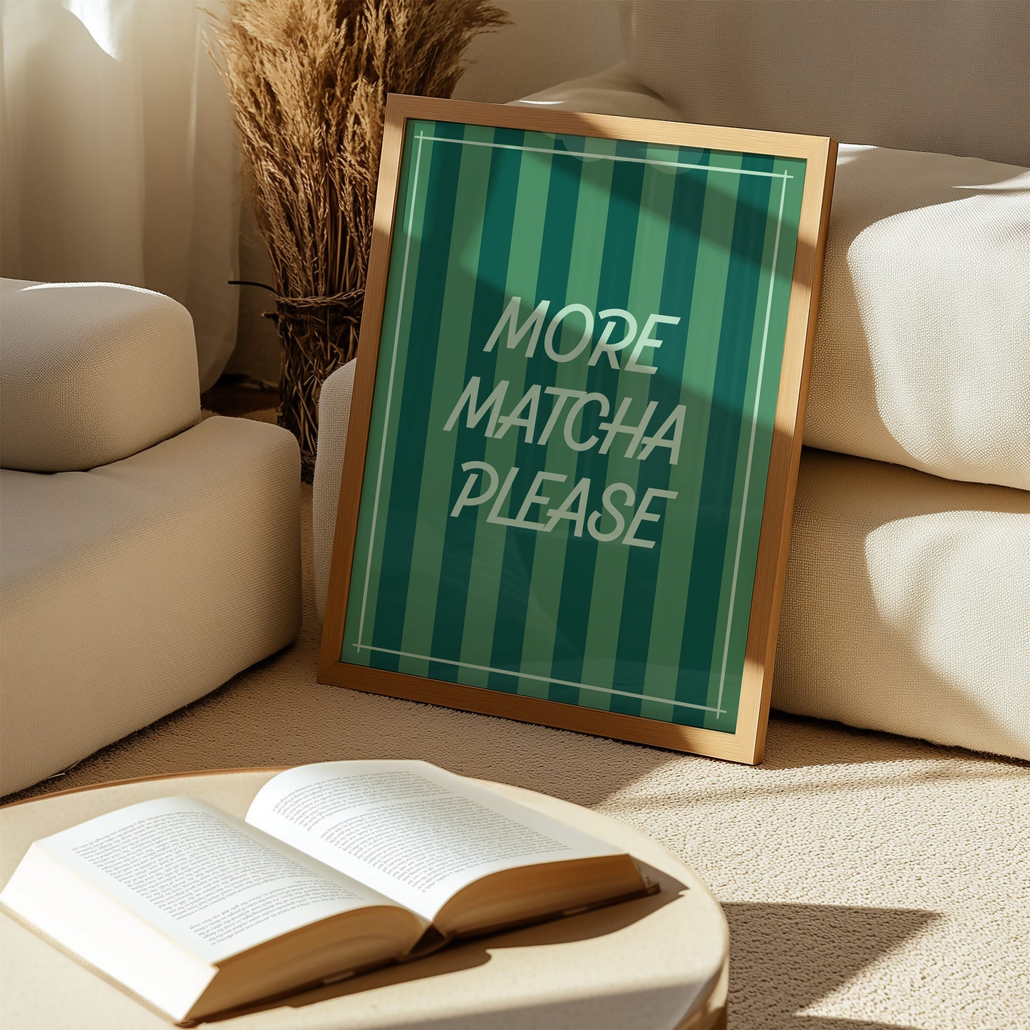 More Matcha Please Striped Art Print
