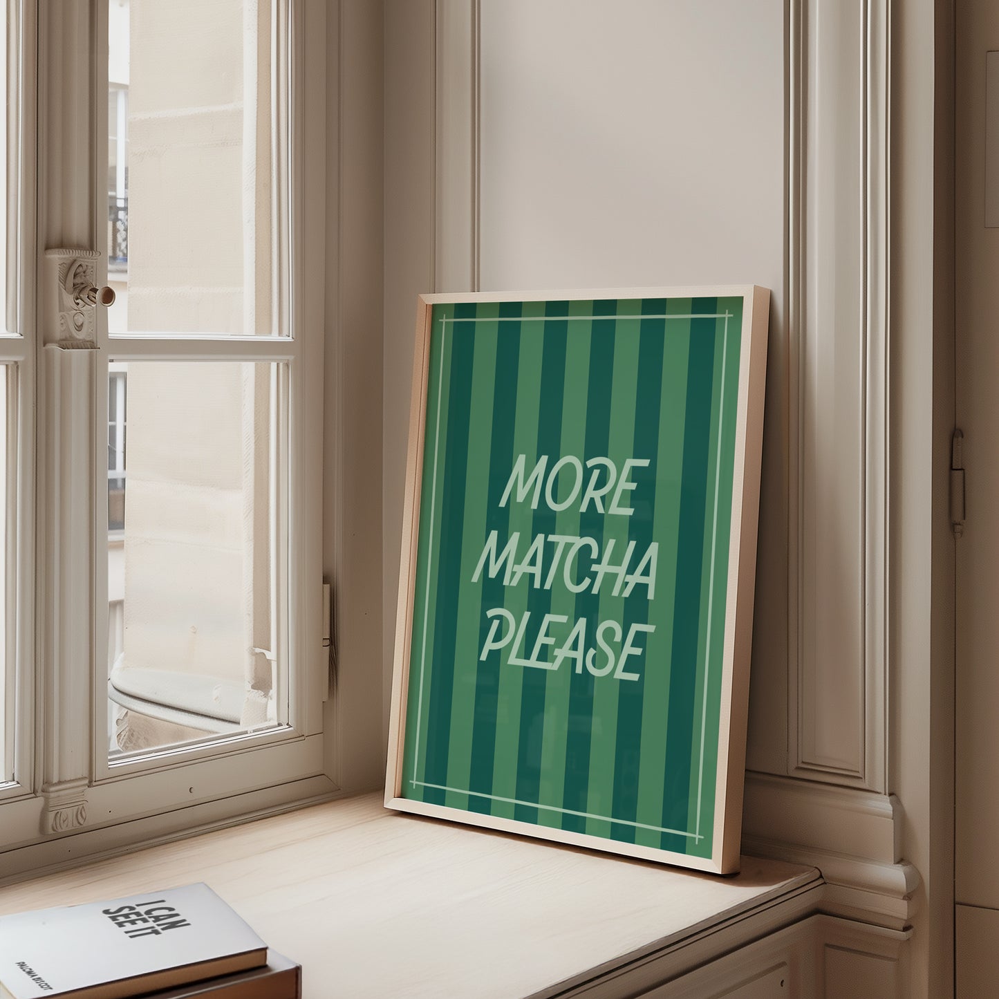 More Matcha Please Striped Art Print